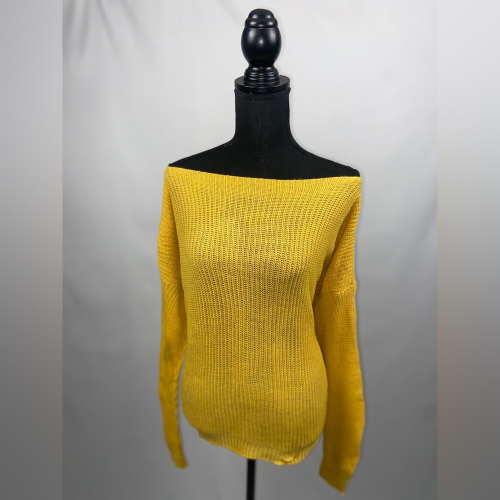 Knit Sweater Oversized Yellow Handmade Longsleeve
